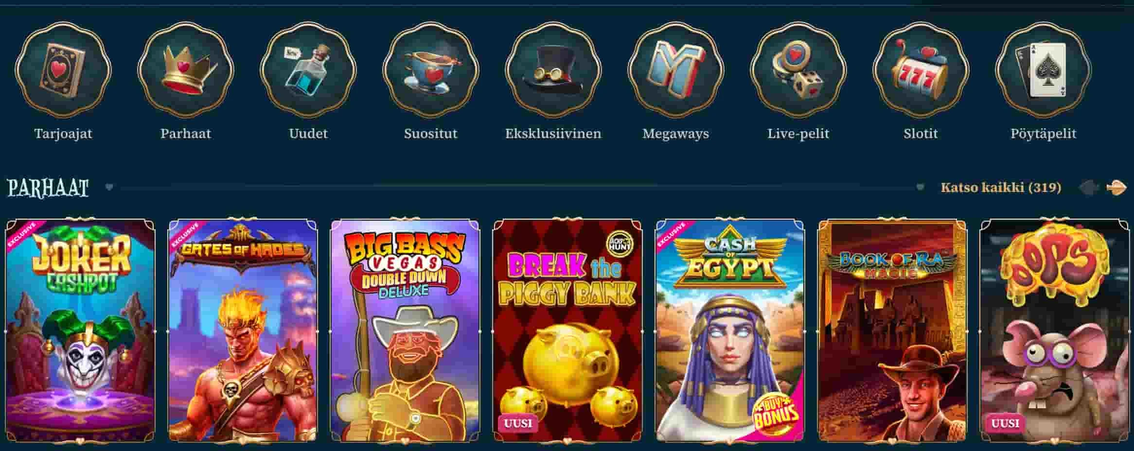 SlotAlice Casino kolikkopelit