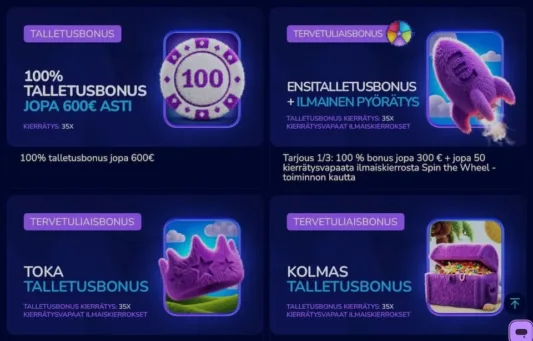 Weezybet Casino tervetulobonus ja muut kampanjat