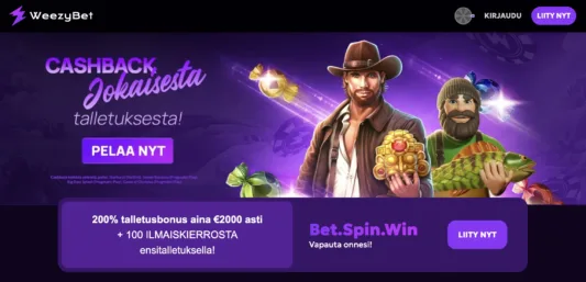 weezybet casinon tervetulobonus uusille pelaajille