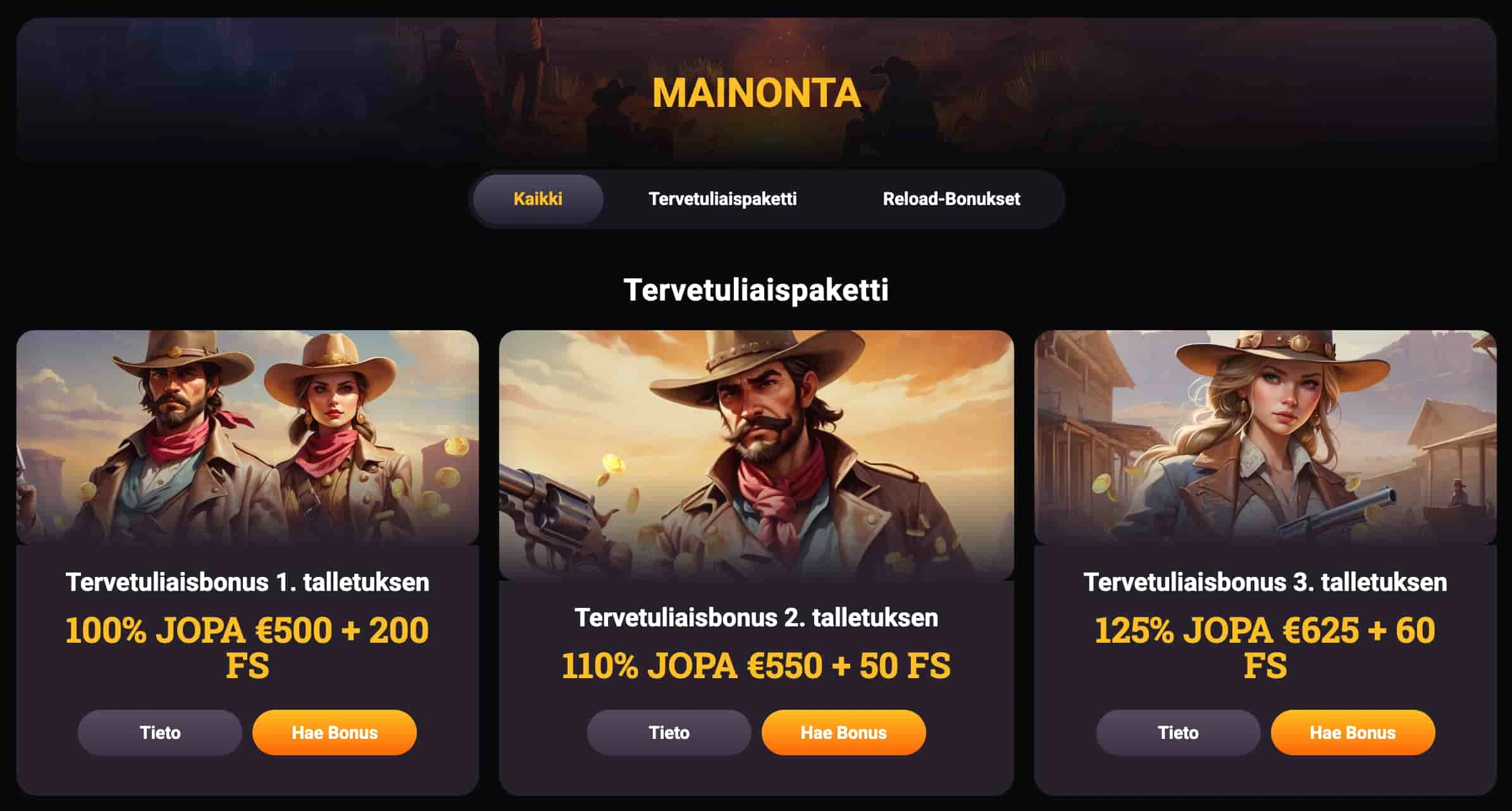 Gunsbet Casino bonukset