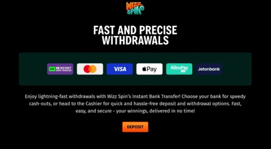 Wizz Spin Casino maksutavat