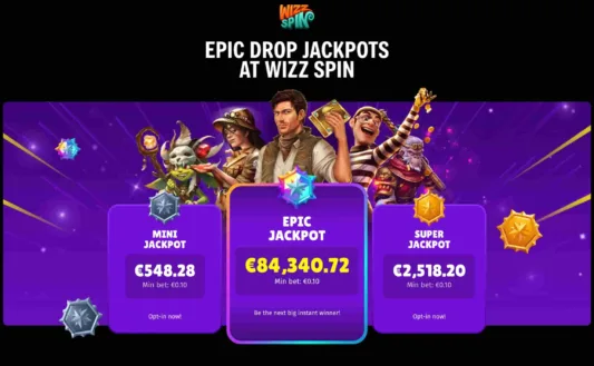 Wizz Spin Casino jackpotit