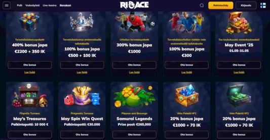 RioAce Casino bonukset