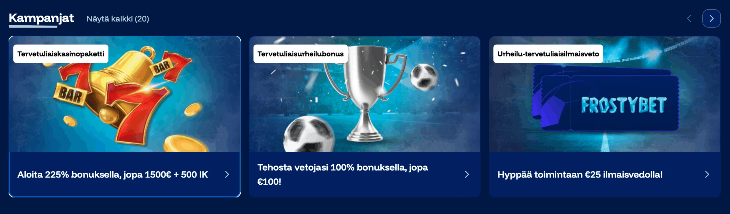 Frostybet Casinon tervetuliaisbonus