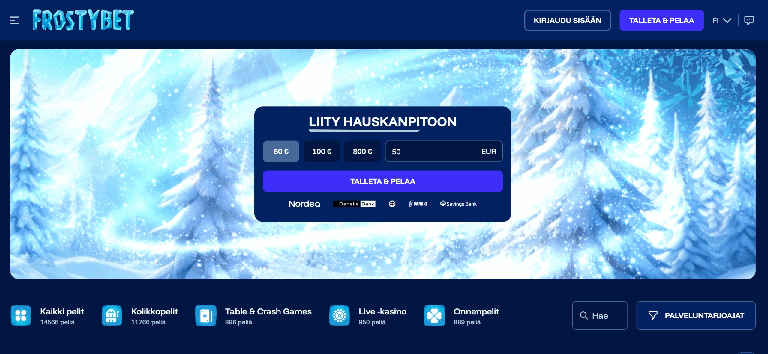 Frostybet Casino etusivu