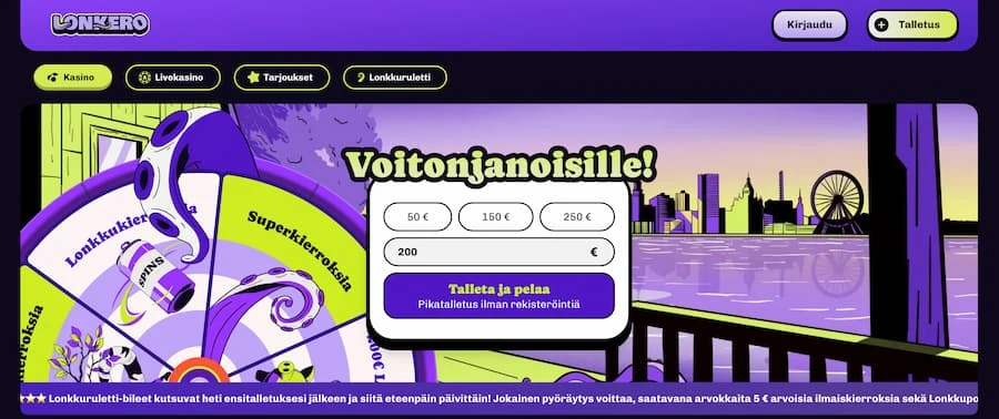 lonkero kasino ilman rekisteröitymistä