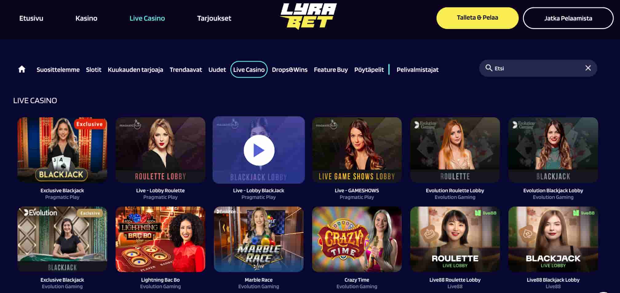 Lyrabet livekasino