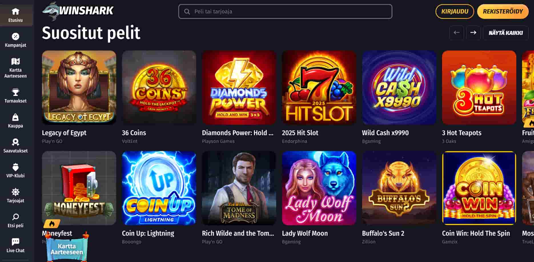Winshark Casino pelivalikoima