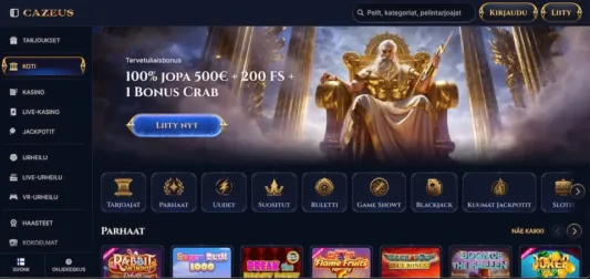 Cazeus Casino – etusivu