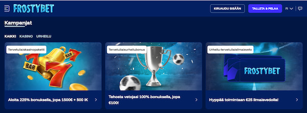 FrostyBet casino kampanjat ja bonukset