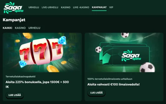 SagaSpins Casino tarjoukset