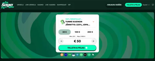 SagaSpins Casino talletus