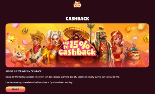 Slot Pony Casino cashback