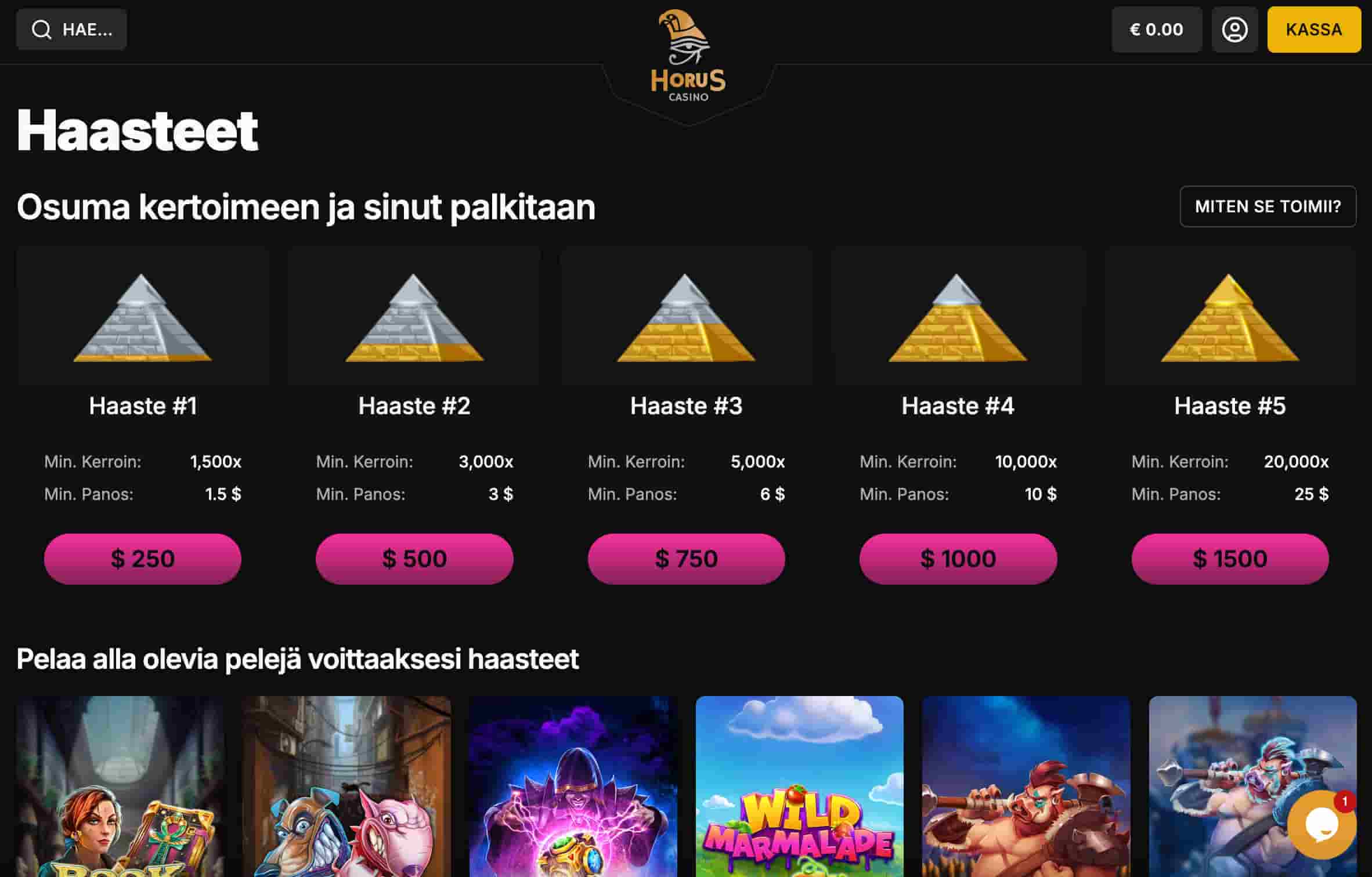 Horus Casino haasteet