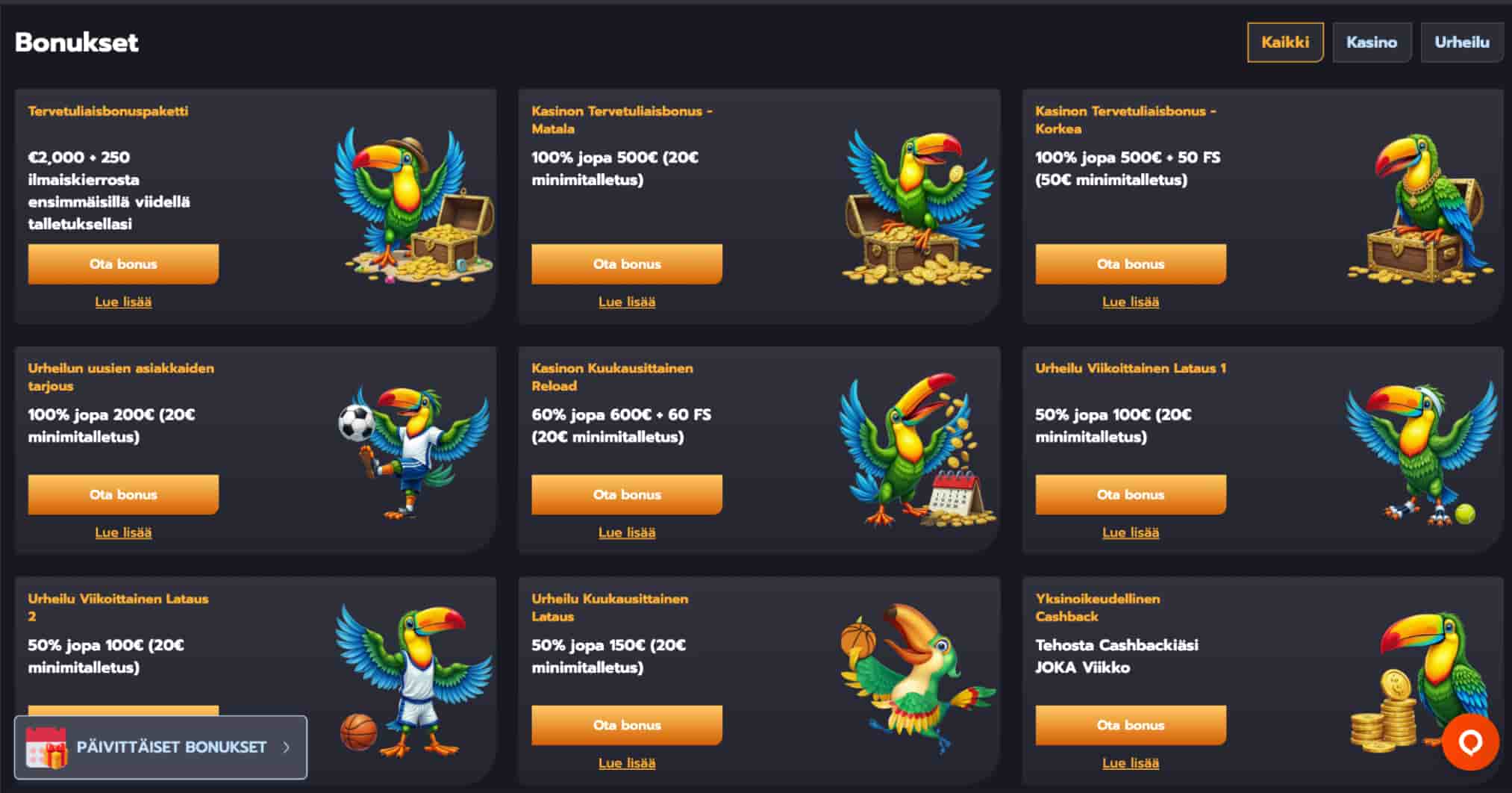 Flappy Casino bonustarjonta