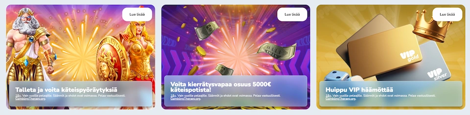 Huippukasino tarjoaa käteispyöräytyksiä ja VIP-etuja