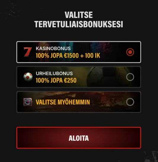Jokery Casino tervetuliaisbonukset