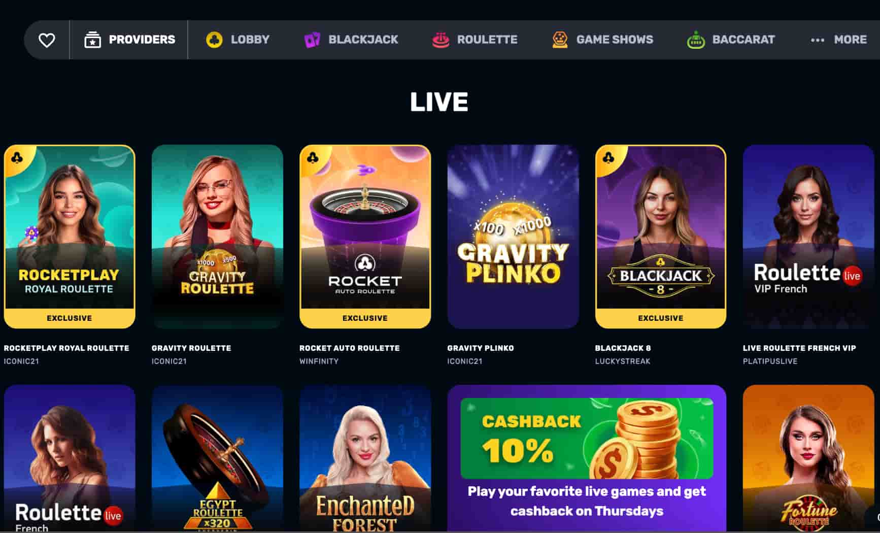 RocketPlay livekasino