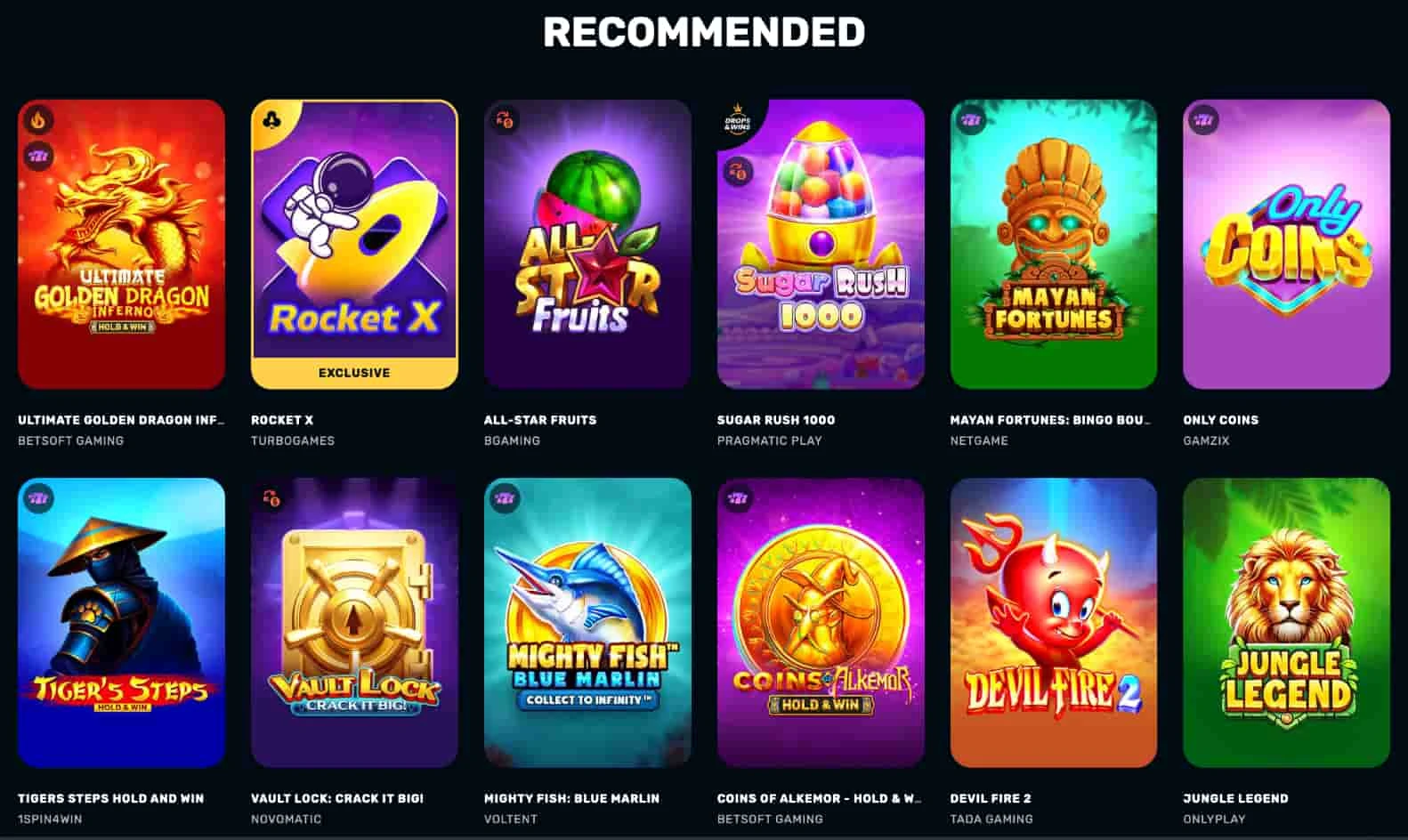 RocketPlay Casino pelitarjonta