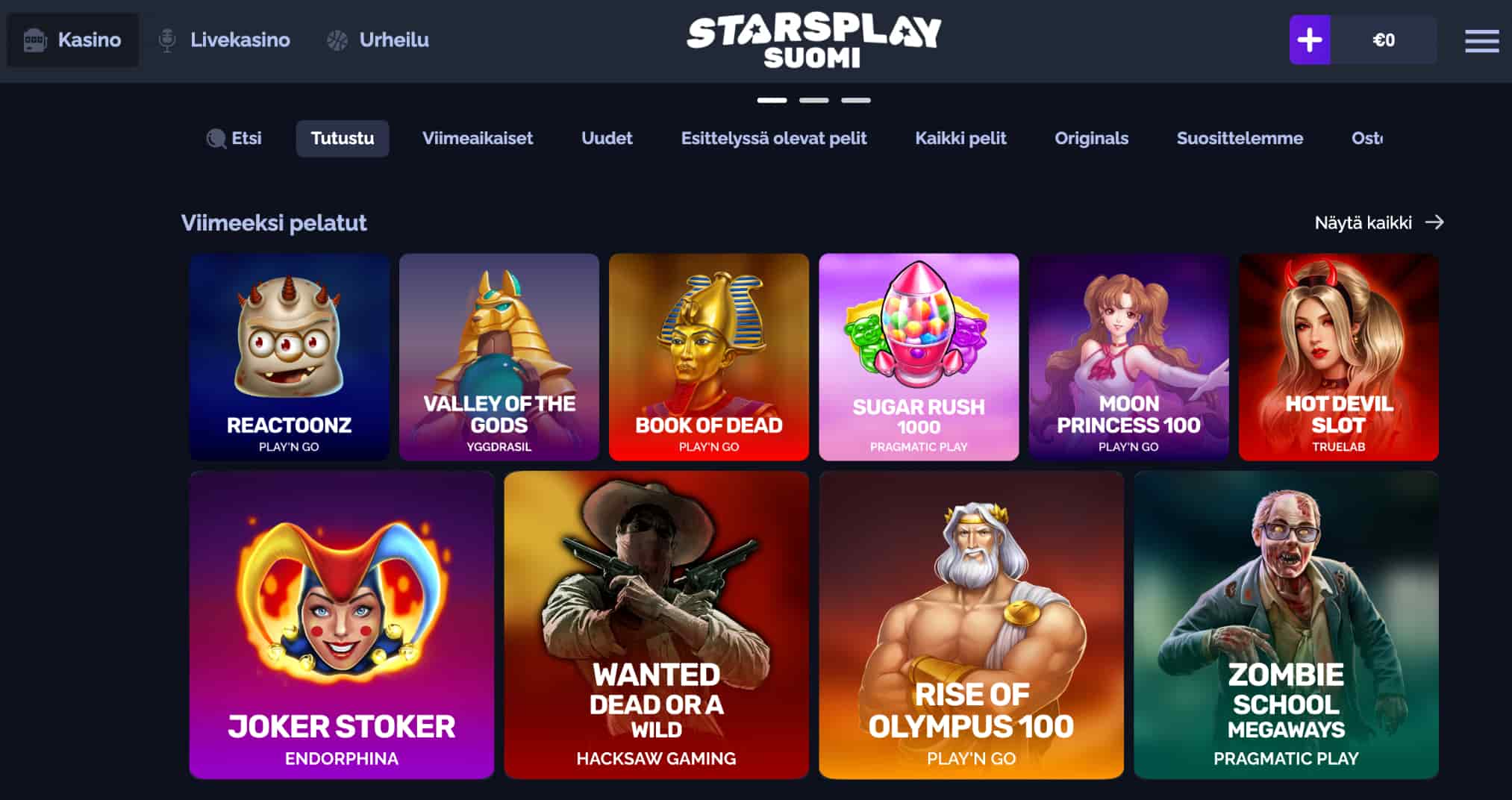 StarsPlay Casino pelikirjasto