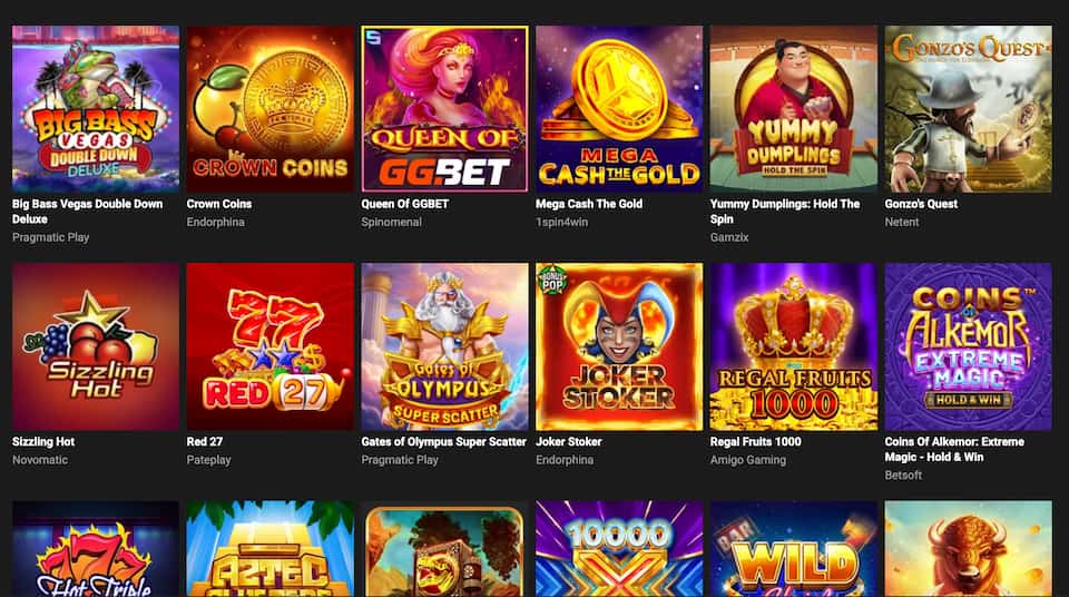 GGBet casinon kolikkopelit