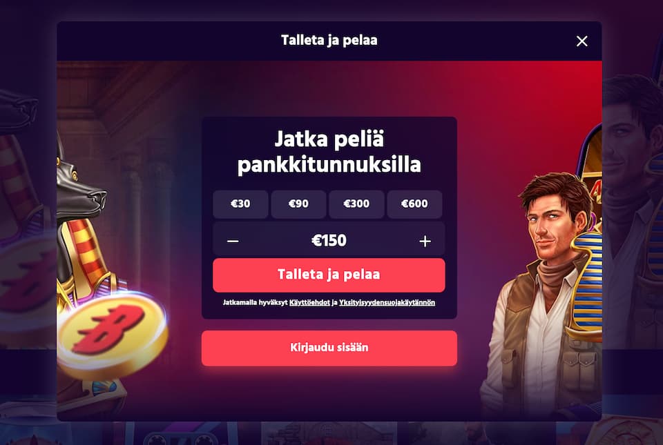 Big Boost Casinon talletusnäkymä