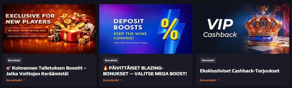 Blaze Spins Casinolla tarjotaan monipuolisesti kampanjoita