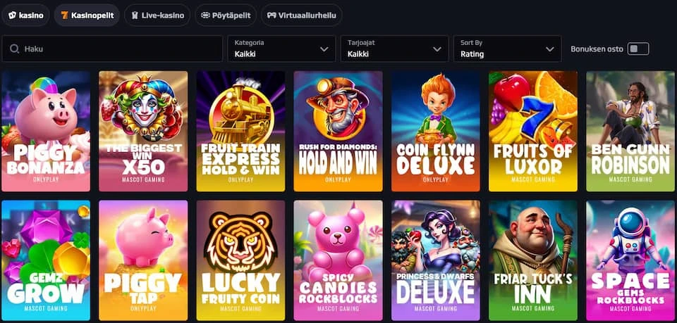 Blaze Spins Casino pelivalikoima