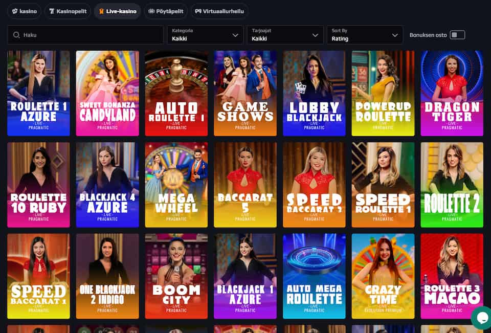 Blaze Spins Casino livepelit