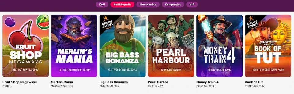 LuckyFruits Casinolta löytyy valikoima käteispalautuspelejä.