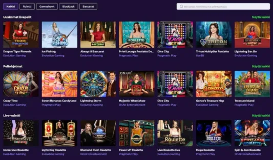 Pelipeto live casino