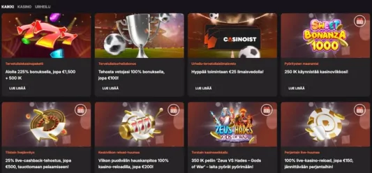 Casinoist tervetuliaisbonus ja muita kampanjoita
