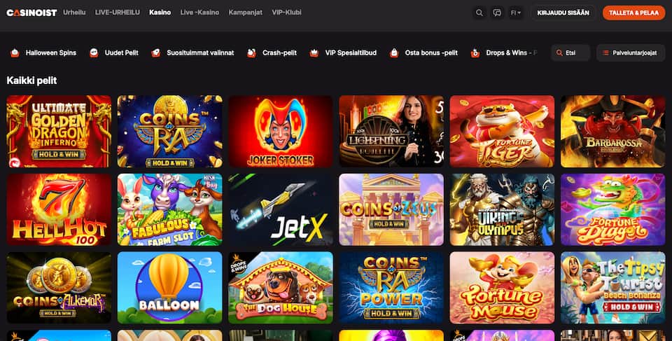 Casinoistin kaikki pelit ja alakategoriat