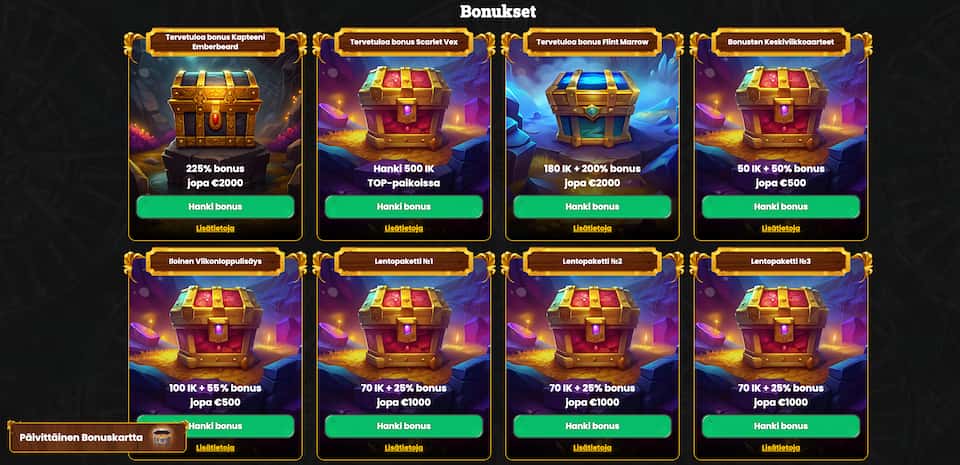 Corsaza Casinon tervetuliaiskampanjan vaihtoehdot