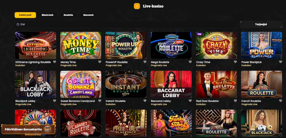Corsazan kattava live casino