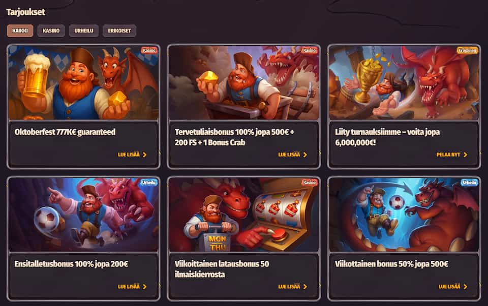 Dragonia Casinon tarjoukset