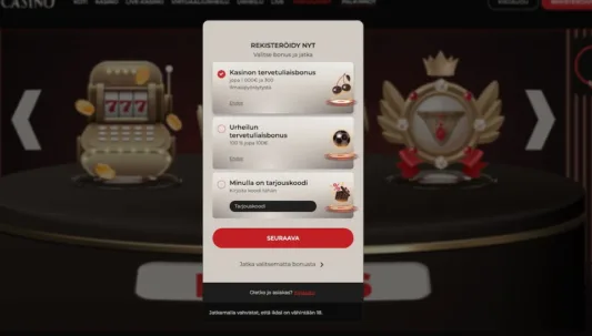 God Of Casino rekisteröitymisikkuna