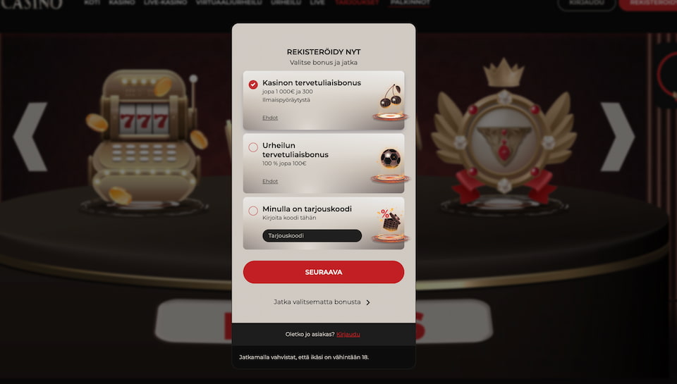 God Of Casino rekisteröitymisikkuna
