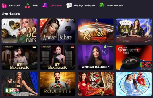 HotLoot live kasinolta löytyvät muun muassa blackjack ja ruletti