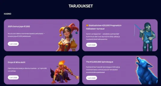 Joki Casino listaa tarjoussivullaan monia kampanjoita