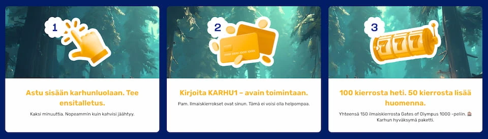 KarhuBet tarjoaa ilmaiskierroksia tervetuliaisetuna