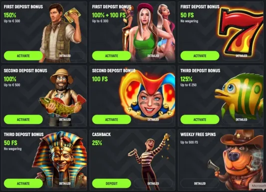 Spingreen Casino tarjoaa tervetuliaisbonuksen, ilmaiskierroksia ja cashbackin