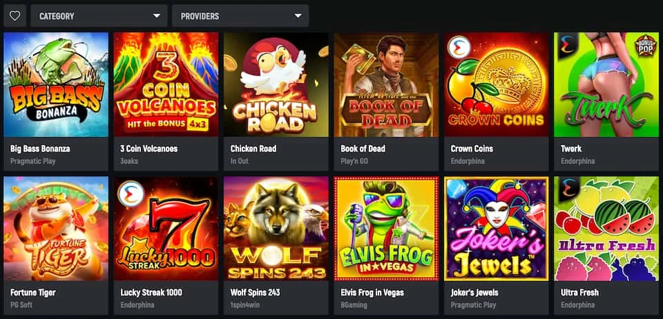 SpinGreen Casino kolikkopelit ja pelihaku