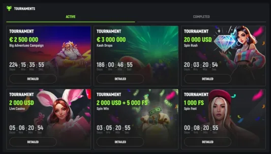 Spingreen Casino järjestää viikoittain turnauksia pelaajille