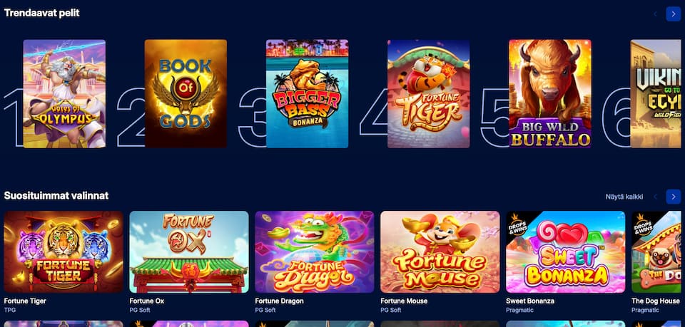 Spinny Casino trendaavat pelit ja suosituimmat valinnat