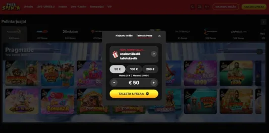 FreeSpinzan etusivulla pikatalletus