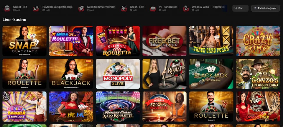 Free Spinzan livepelit sisältävät muun muassa ruletteja