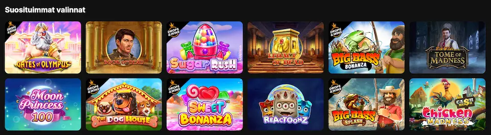 Free Spinza Casinon suositut pelit