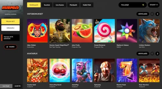 Hurmio Casinon pelivalikoima