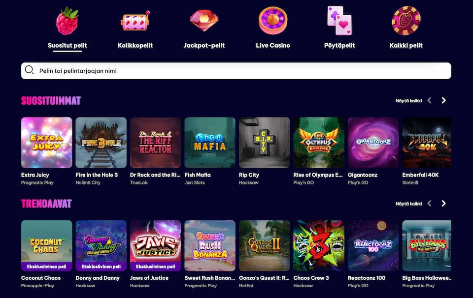 Berriez Casinon suosituimmat ja trendaavat pelit